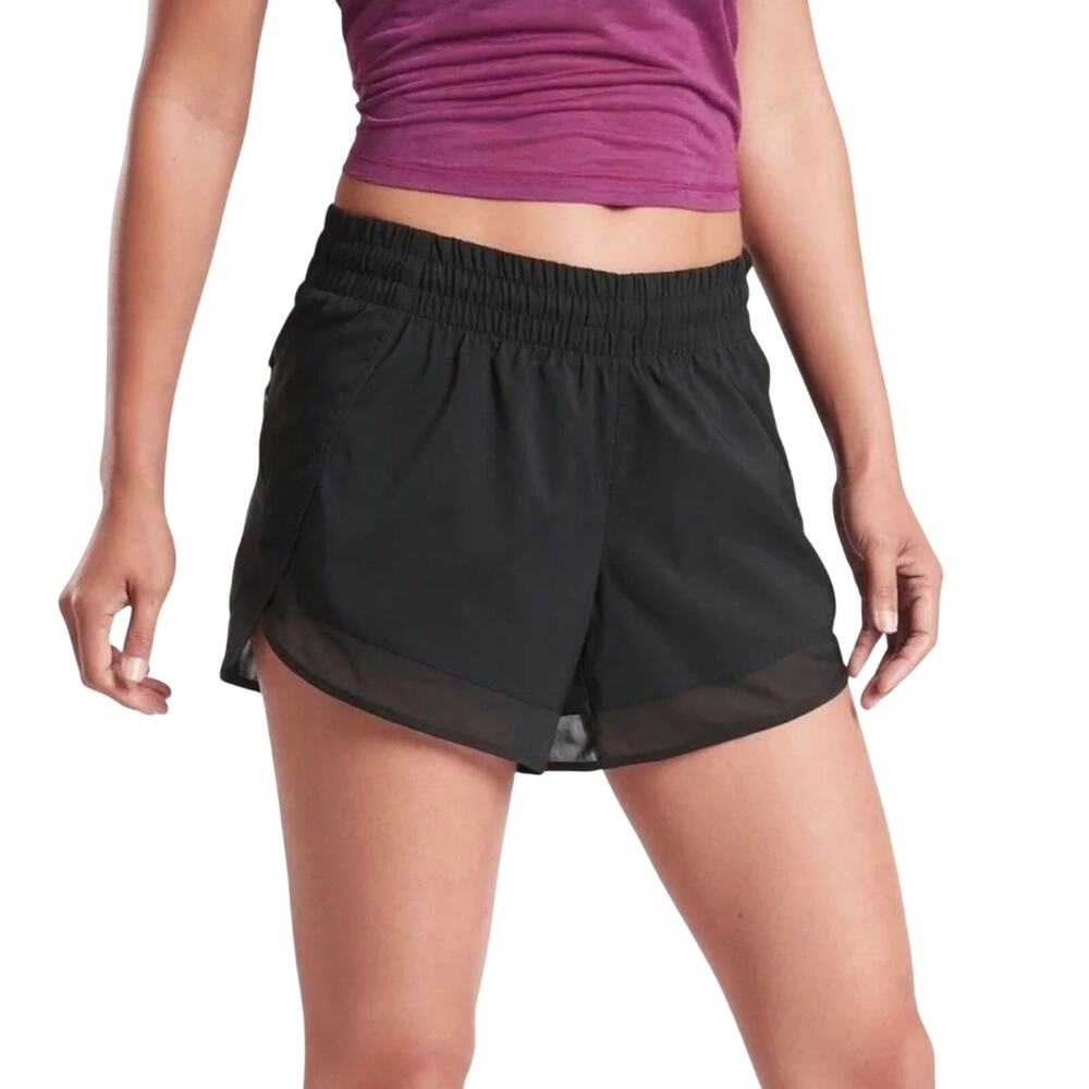 Athleta Mesh Racer Run 4” Short Black Small